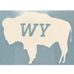 Wyoming Buffalo W/WY Decal 4″ – White