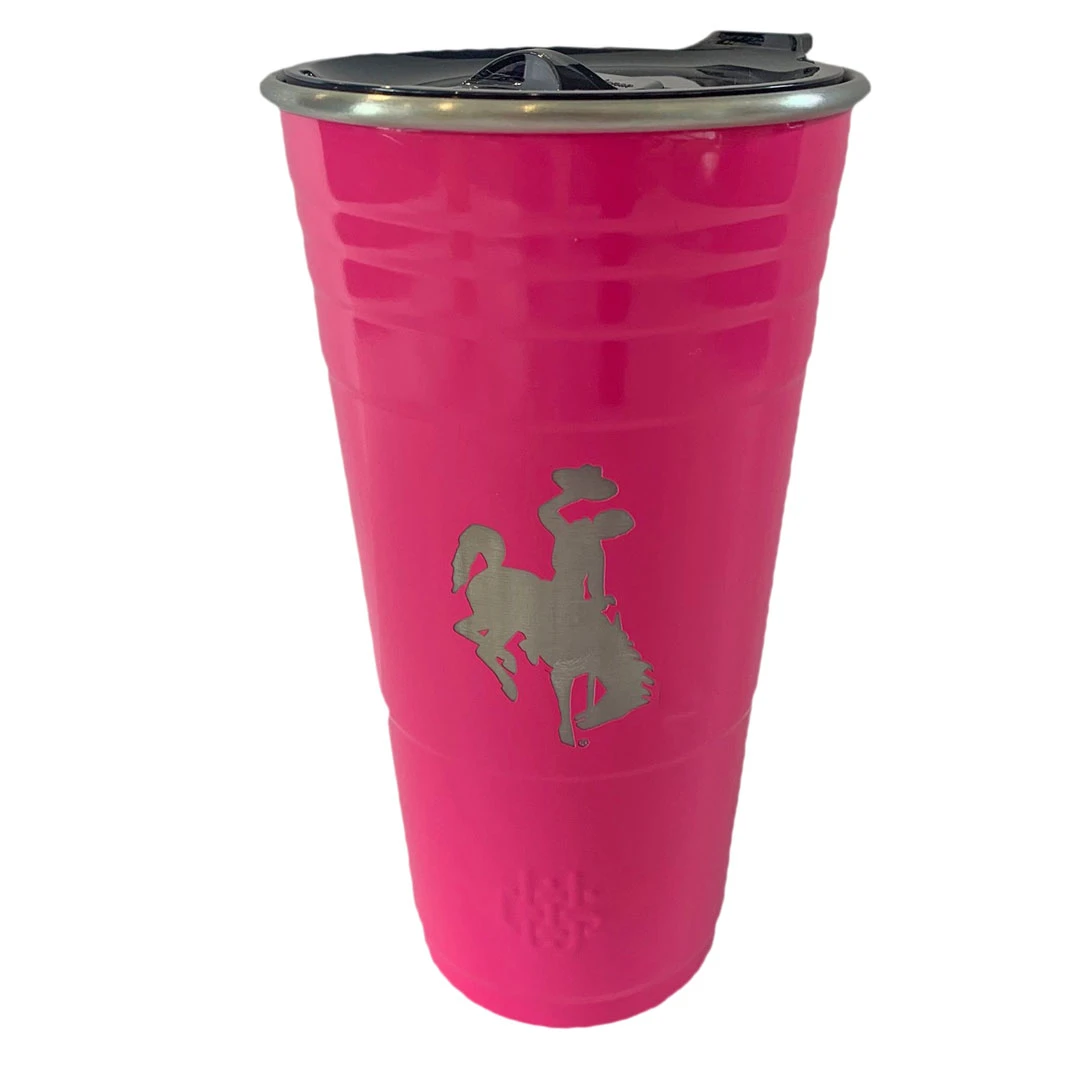 Wyoming Cowboys 24oz Insulated Cup – Pink 3 Wyoming Cowboys 24oz Insulated Cup – Pink