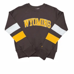 Wyoming Cowboys Super Fan Colorblocked Crew – Brown