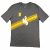 Wyoming Cowboys Slant Stripe S/S Tee – Charcoal -Sports Fashion Clothing Store 59141