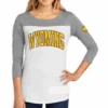 Wyoming Cowboys Women’s 3/4 Sleeve Tee – White/Grey -Sports Fashion Clothing Store 61505