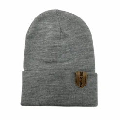 Wyoming Cowboys Leather Patch Knit Beanie – Heather Grey