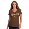 Wyoming Cowboys Women’s Run V-Neck S/S Tee – Brown -Sports Fashion Clothing Store 6J220725 UWY f