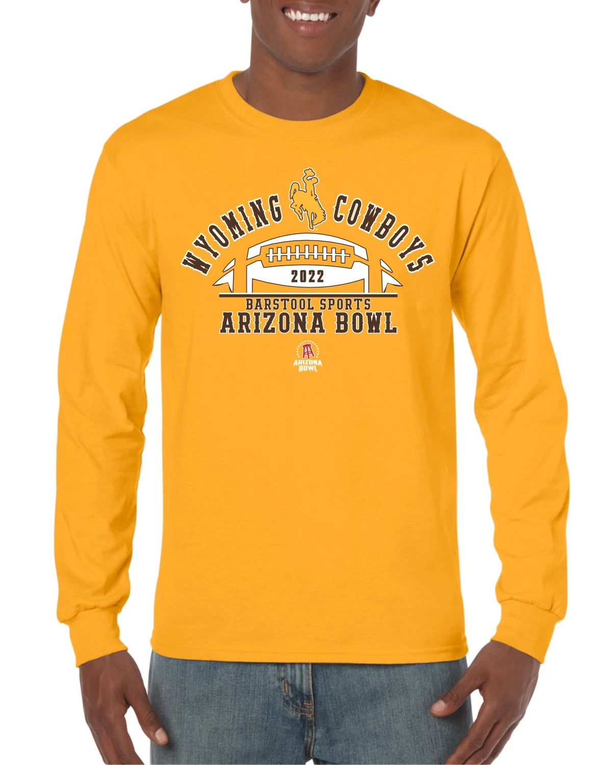 2022 Wyoming Cowboys Barstool Sports Arizona Bowl L/S Tee – Gold