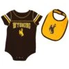Wyoming Cowboys Chocolate Onesie & Bib Set – Brown -Sports Fashion Clothing Store COSS20244001 WYOM F