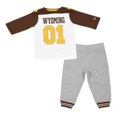Wyoming Cowboys Infant Jingtinglers Football Sets – Brown/White/Grey