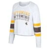 Wyoming Cowboys Women’s L/S Crop Tee – White -Sports Fashion Clothing Store COTL31188W WYOM MF