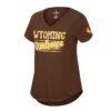 Wyoming Cowboys Women’s Stylishly V-Neck Tee – Brown -Sports Fashion Clothing Store COTS31142S WYOM 001 MF