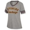 Wyoming Cowboys Lana Oversized V-Neck Tee – Grey/Brown -Sports Fashion Clothing Store COTS31192HG WYOM MF