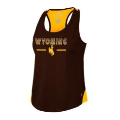 Wyoming Cowboys Women’s Razorback Tank – Brown/Gold