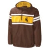 Wyoming Cowboys Half Zip Hood Pullover – Brown/Gold -Sports Fashion Clothing Store LA320081 UWY g