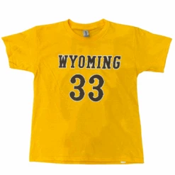 Wyoming Cowboys Graham Ike #33 Jersey Youth S/S Tee – Gold