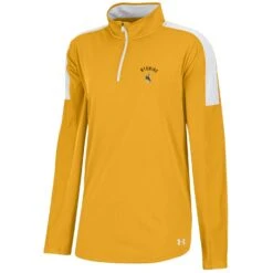 UA Wyoming Cowboys Women’s Mesh ¼ Zip Jacket – Gold/White