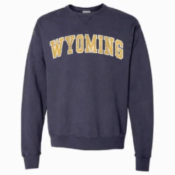 Wyoming Cowboys Women’s Distressed Crew – Grey