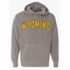 Wyoming Cowboys Distressed Hood – Grey -Sports Fashion Clothing Store comfort colors light grey hood WYO PRINT